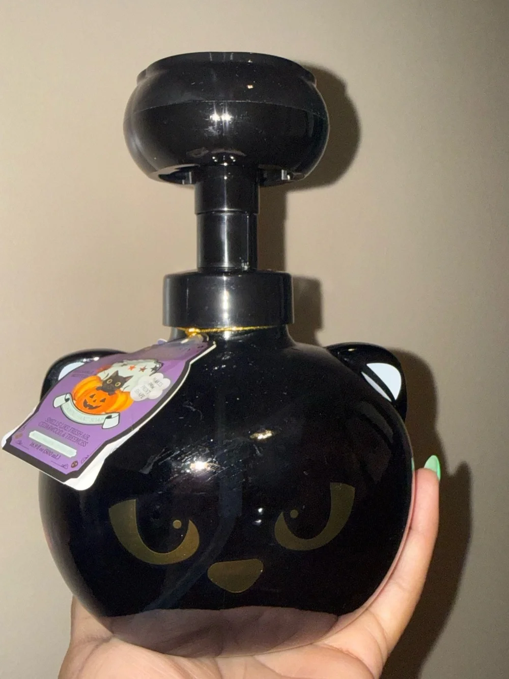 Maison De Base Black cat shaped hand soap dispenser with gold eyes and nose #hal